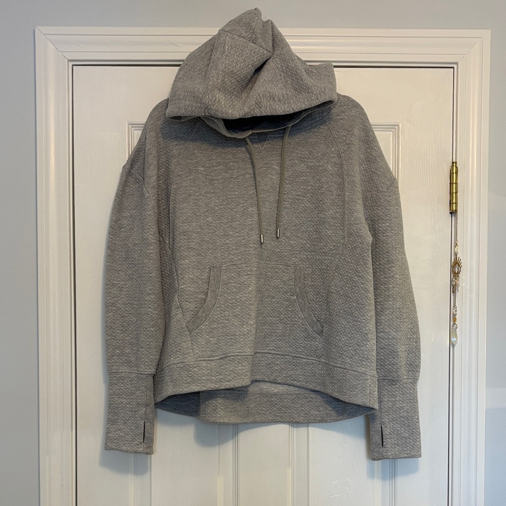 lukka Heather Gray Quilted Pullover Hoodie